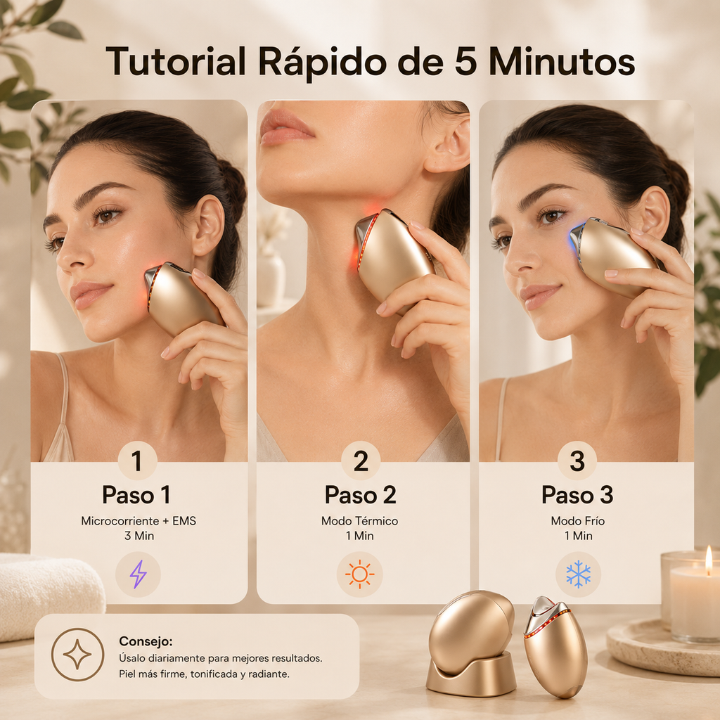 Lumi Gua Sha 7™ - Dispositivo Facial 7 en 1 · Microcorriente, LED y Crioterapia